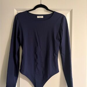 Aritzia Contour Navy Long Sleeve Bodysuit
